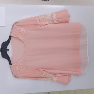 Peach lace blouse, size S